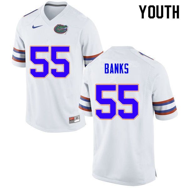 Youth #55 Noah Banks Florida Gators College Football Jersey White